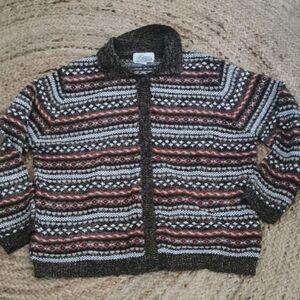 Vintage Tradition fair isle nordic cozycore pattern cardigan. Size L 14/16